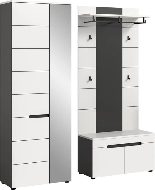 Inn.Furn Garderoben-Set Cooper 3-teilig in Weiß und Grau, Breite: 160 cm - Bild 1