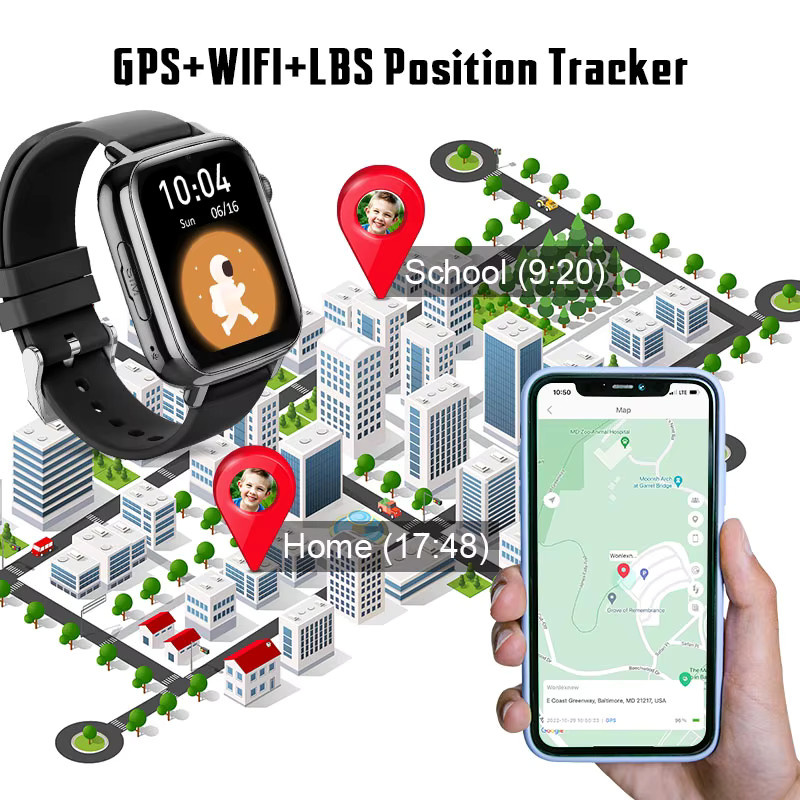 Wonlex KT34 Kinder-Smartwatch mit 4G, WiFi und GPS-Tracker in Schwarz - Bild 2