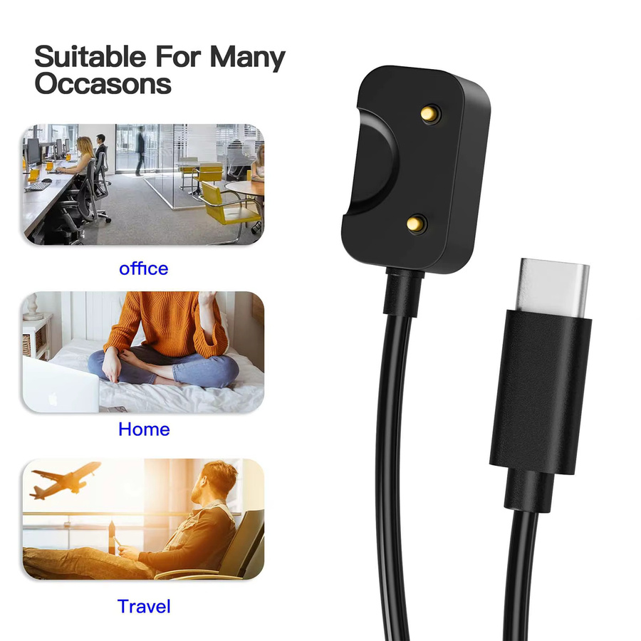 PHONEPACE Magnetisches Ladekabel USB/Typ-C für Samsung Galaxy Fit3 R390 Smart-Armband, Schwarz, 1m - Bild 4