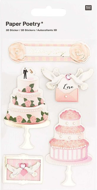 Rico Design Paper Poetry 3D-Sticker zum Hochzeitstag, 5 Stück - Bild 1