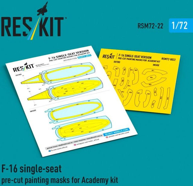 Academy F-16 single-seat, Pre-cut painting masks, Zubehör, 1:72 - Bild 1