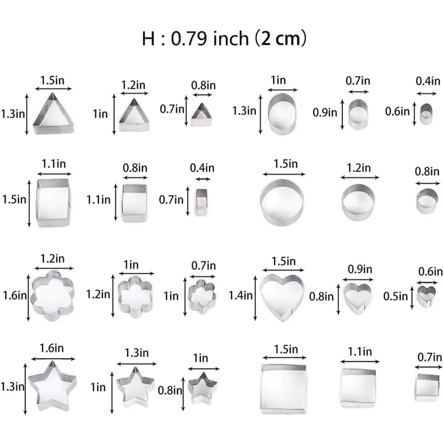 FEB.WIND Mehrteiliges Set geometrischer Ausstechformen aus Edelstahl in Silber zum Backen und Obstschneiden - Bild 5