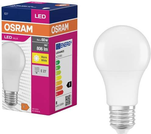 Osram LED Leuchtmittel E27 Warmweiß 8,5 W (entspricht 60 W), Durchmesser: 60 mm, Höhe: 60 mm