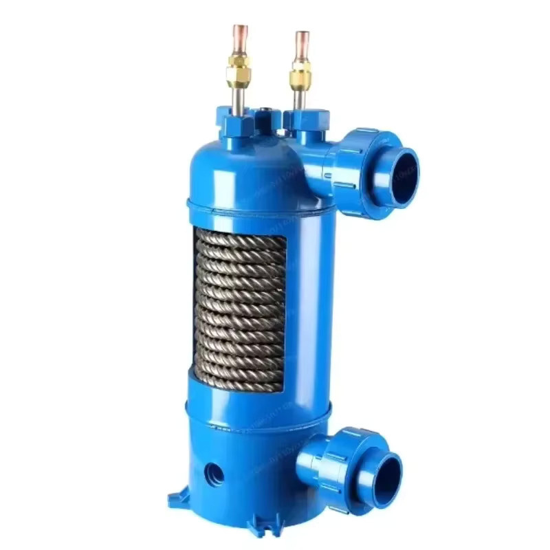 Jmz Wärmetauscher Jmz-MHTA-1.5 mit Titanrohr und blauem PVC-Gehäuse für Schwimmbad-Wärmepumpen und Aquarium-Kühler, Anschluss 1 1/2 Zoll Hose Tail - Bild 4