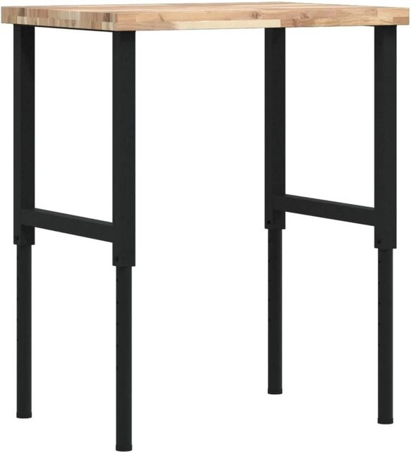 vidaXL Werkbank aus Akazienholz und pulverbeschichtetem Metall, Schwarz-braun, B/T/H: 80 x 60 x 73-99,5 cm - Bild 1