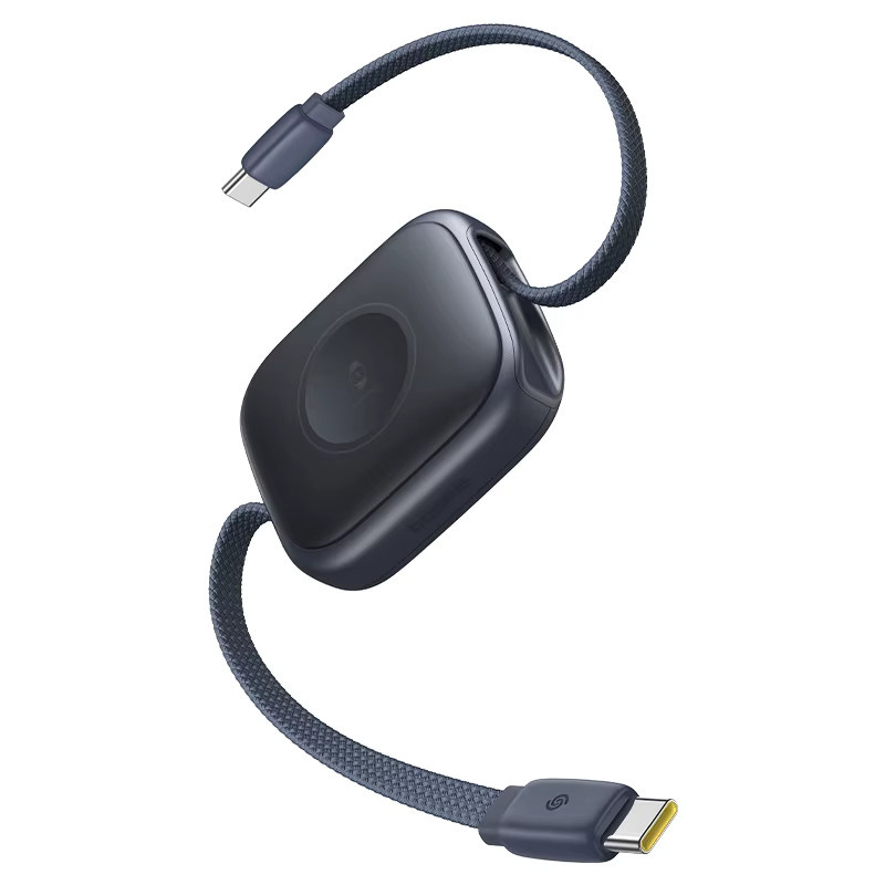 Baseus 100W USB-C Schnellladekabel mit integrierter E-Watch Wireless-Ladefunktion für iPhone und MacBook in Schwarz und Beige - Bild 3