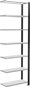 Schulte Anbauregal Büro-Steckregal MULTIplus85 mit 7 Fachböden und Kreuzstrebe, Farbe schwarz/RAL 7035 lichtgrau, B/H/T: 230 x 230 x 75 x 30 cm - Bild 1