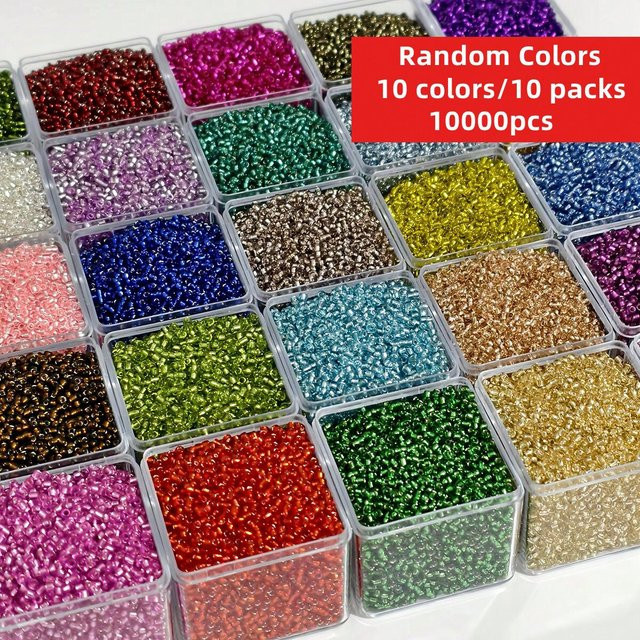 QYWCTZ Glasperlen, 2 mm, silberfarben, 10 Packungen/Set, Unisex - Bild 1