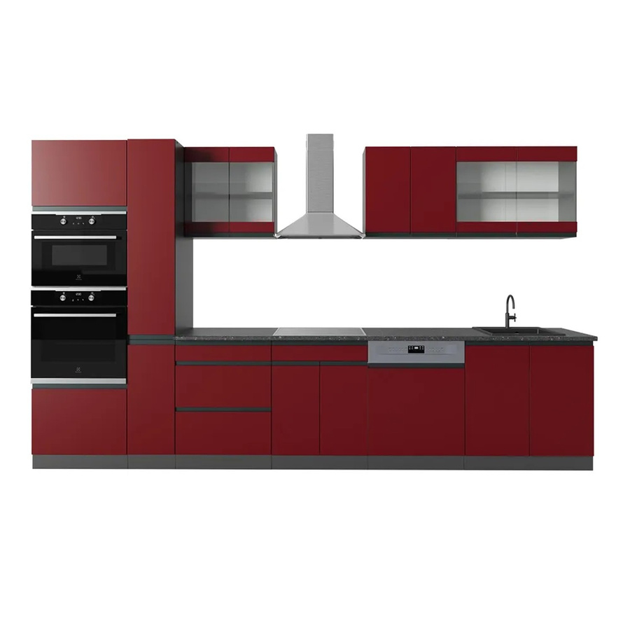 Vicco Küchenzeile R-Line J-Shape in Anthrazit und Rot, moderne Einbauküche aus Spanplatte, Breite: 350 cm - Bild 3