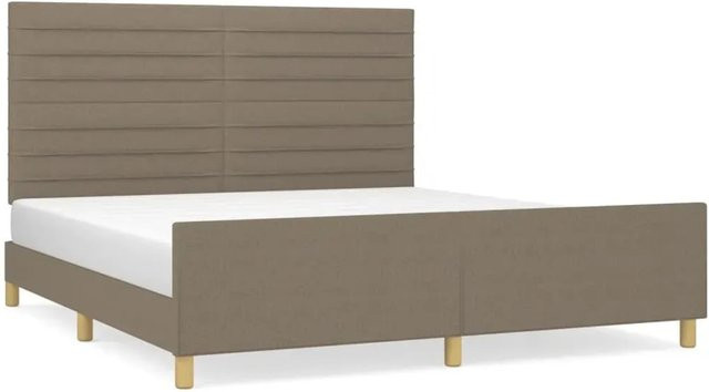 vidaXL Bettgestell mit Kopfteil in Taupe aus Stoff, B/T/H: 160 x 200 x 128 cm - Bild 1