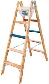 Iller Leiter ERGO Plus 2x6 Holz Stehleiter mit Tragelement in Braun - Bild 1