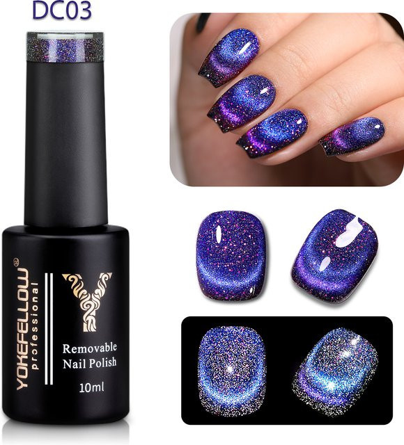YOKEFELLOW Lila Ozean Kristall Cat Eye Gel Nagellack, 10 ml - Bild 1