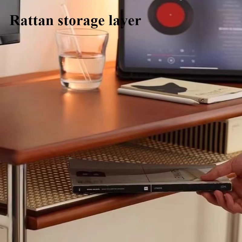 Oeny Retro-Schreibtisch aus massivem Holz und Edelstahl als multifunktionaler Büro- und Computertisch mit Aufbewahrungsmöglichkeit - Bild 3