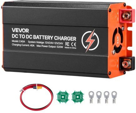 VEVOR DC-DC Batterieladegerät 520W 40A Alternator Charger in Schwarz für LiFePO4, Blei-Säure, AGM und GEL Batterien sowie tragbare Powerstations, kompatibel mit Wohnmobilen, Autos und Home-Backup-Systemen - Bild 1