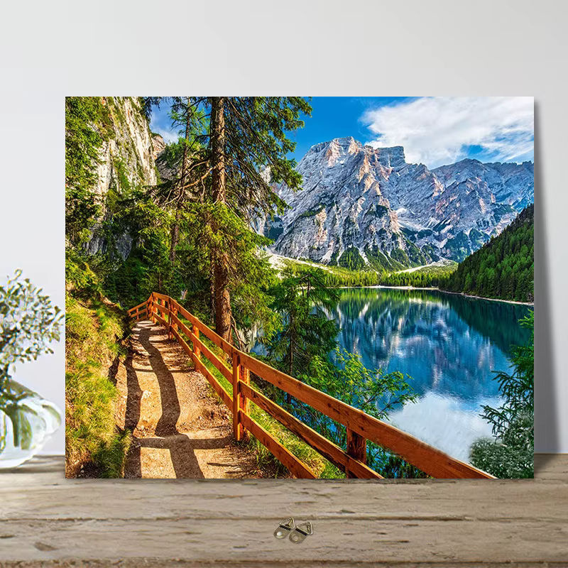 CHENISTORY Malen nach Zahlen Set mit Landschaft Motiv Bäume und Berge auf Leinwand, mehrfarbig, Querformat - Bild 3