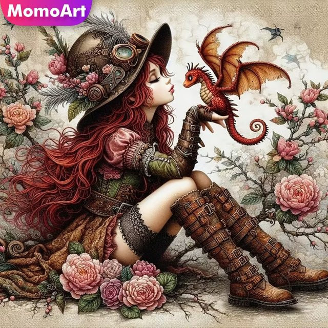 Momoart Mädchen Diamantmalerei Porträt, DIY-Set, Acryl, Fantasy - Bild 1