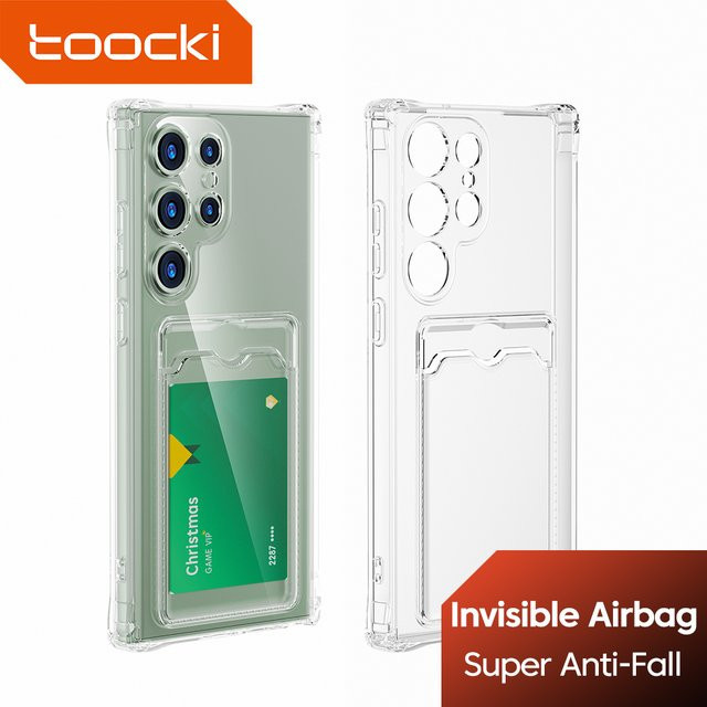 Toocki Transparente Silikon Handyhülle mit Brieftaschenfunktion für Samsung Galaxy S24 S23 S22 S21 Ultra Plus, Stoßfestes Design - Bild 1
