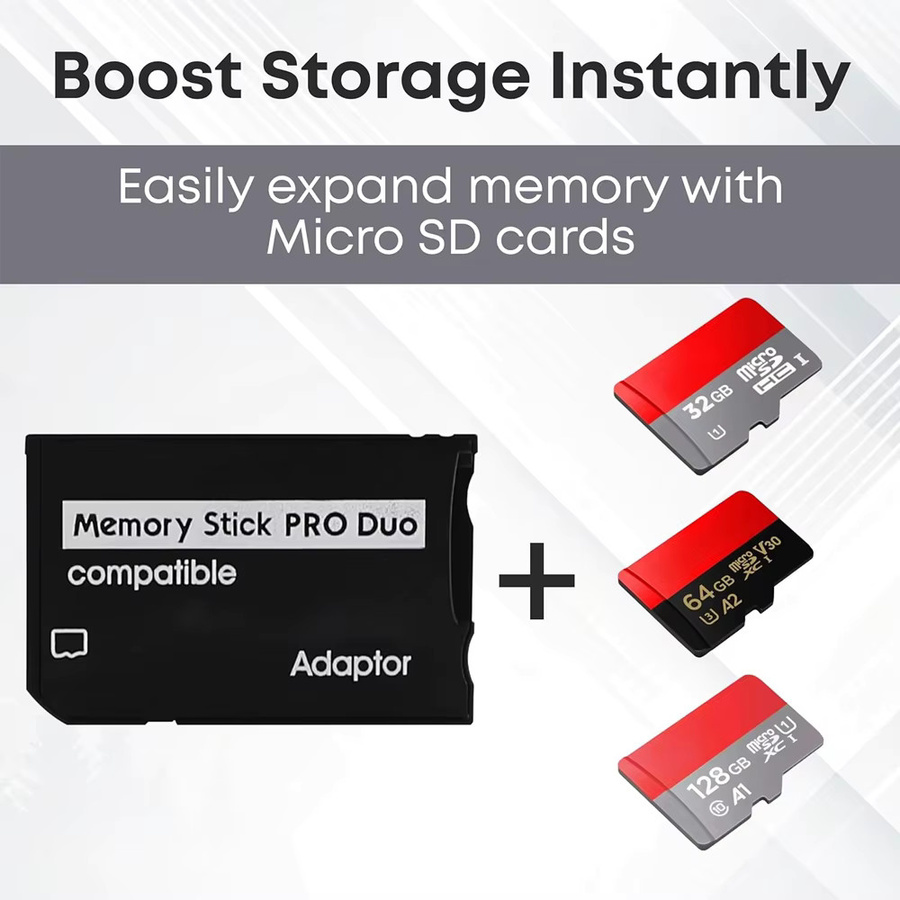 Sony TF zu MS Memory Stick Pro Duo Adapter Kartenleser in Schwarz für Sony PSP 1000 2000 3000 SD Kartenkonverter für PlayStation Gaming Zubehör - Bild 2