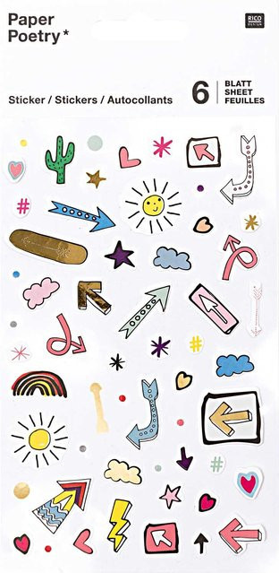 Rico Design Paper Poetry Sticker mit Pfeil-Motiven, 6 Blatt - Bild 1
