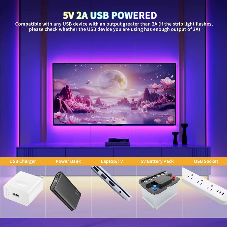 CENFAYA COB RGB LED Streifen mit Apple HomeKit, WiFi und USB, dimmbar, Multicolour, ideal als TV Hintergrundbeleuchtung oder für Schrank und Schlafzimmer - Bild 3