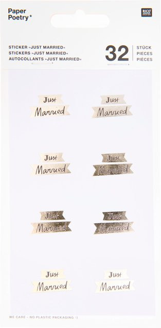 Rico Design Paper Poetry Sticker Just Married in Gold, 4 Blatt - Bild 1