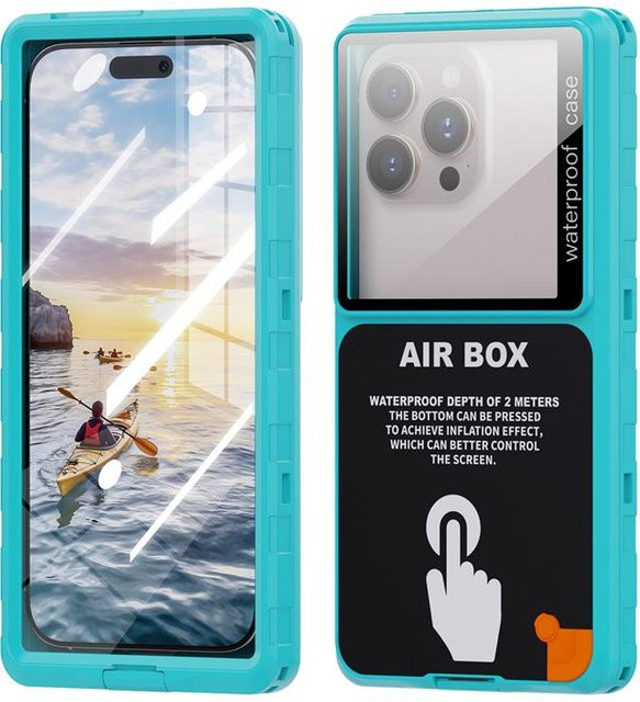 WOGESHISB AirBox Wasserdichte Handyhülle mit 360 Vollabdeckung für Samsung Galaxy A-Serie in Cyanblau - Bild 1