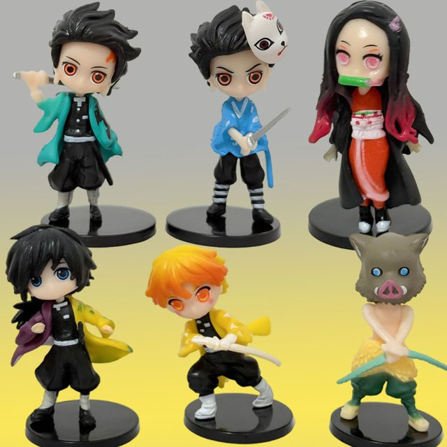 Bandai Demon Slayer Kimetsu No Yaiba Kamado Tanjirou Kamado Nezuko Agatsuma, Figuren, 6-teiliges Set - Bild 1