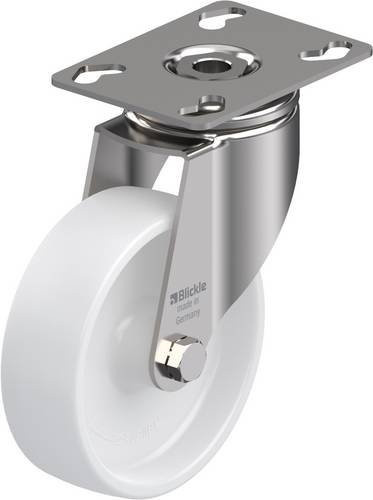 Blickle Lenkrolle LKPXA-PO 101G mit Schraubplatte, Rad-Durchmesser: 100 mm, Tragfähigkeit: 120 kg, Edelstahl und Kunststoff, Weiß - Bild 1