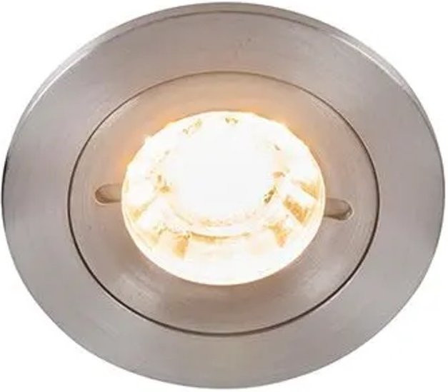 QAZQA Xena Round Einbau-Spot aus Aluminium in Silber, IP44, dimmbar, GU10 - Bild 1