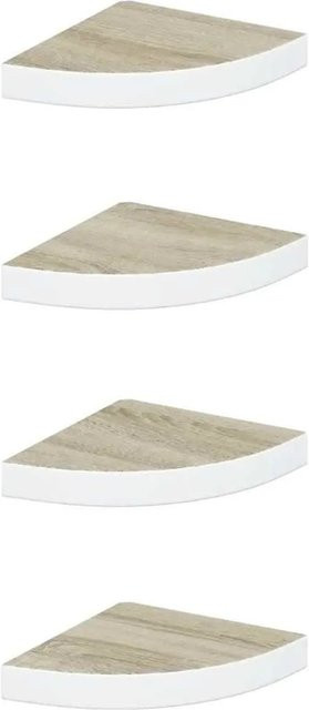 vidaXL Eck-Schweberegale 4er Set in Eichen-Optik und Weiß, Wandregale aus MDF, B/T/H: 25 x 25 x 3,8 cm - Bild 1