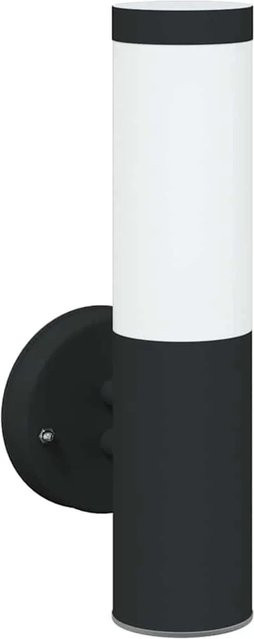 vidaXL Außenwandleuchte Schwarz aus Edelstahl und Kunststoff, moderne Wandlampe IP44, B/T/H: 15 x 7,5 x 33 cm - Bild 1