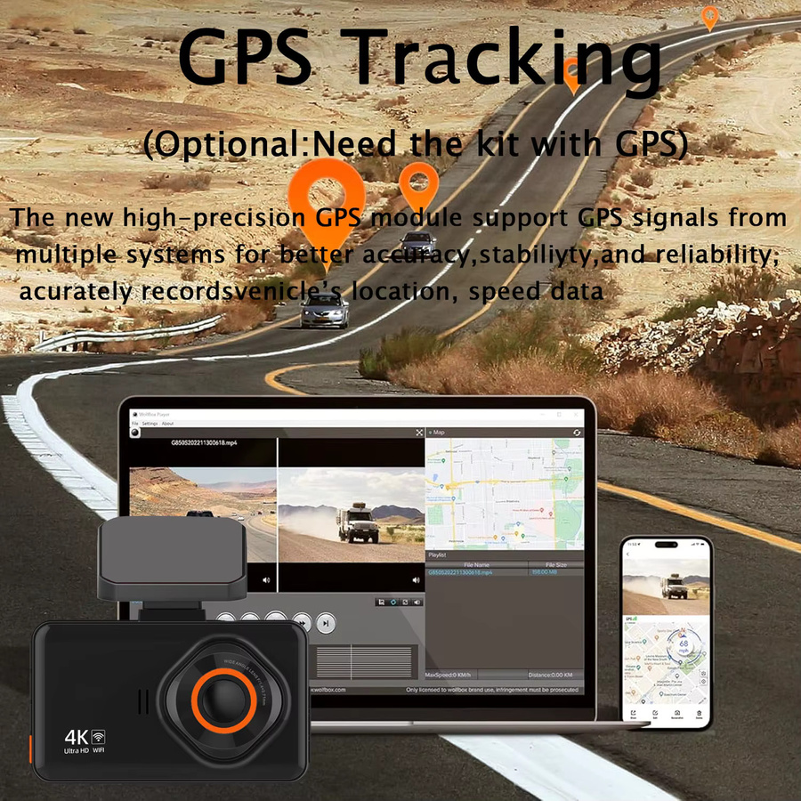 Maxtoss Dual Dashcam mit 4K und 2,5K Auflösung, WIFI und GPS, Rückfahrkamera mit Nachtsicht und 24H Parkmodus, Schwarz - Bild 6