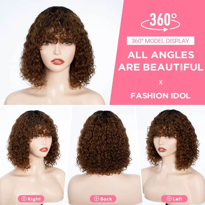 Suri Hair Jerry Curl Bob Synthetik-Perücke mit Pony, 10 Zoll - Bild 2