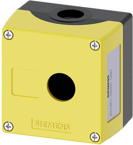 Siemens 3SU1801-0AA00-0AB2 Leergehäuse für 1 Einbaustelle, Gelb, B/T/H: 8,5 x 8,5 x 6,4 cm - Bild 1