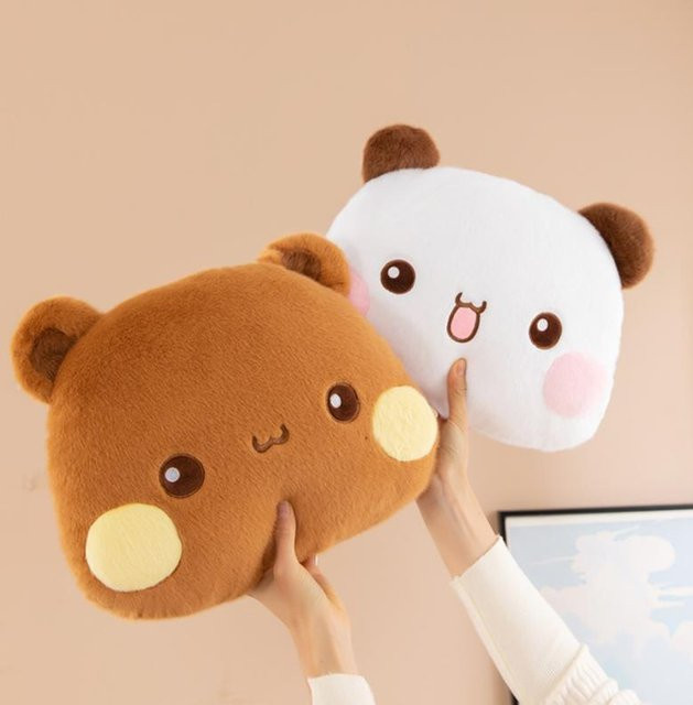 Bubu Dudu Plüschkissen Yier Panda Bärenpuppe von Yiran Toy, braunes weiches Stofftier für Sofa und Auto - Bild 1