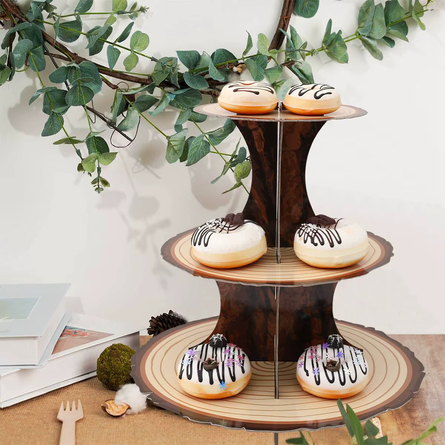 Wayfun Kuchenständer aus Holz in Braun, runder Cupcake-Halter im rustikalen Wald-Stil für Hochzeiten, Geburtstage und Partys - Bild 3