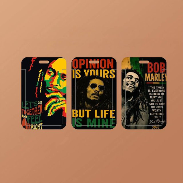 Bob Marley Rasta Löwe Ausweishalter aus PVC in Multicolour mit Öffnung für Schlüsselband - Bild 1