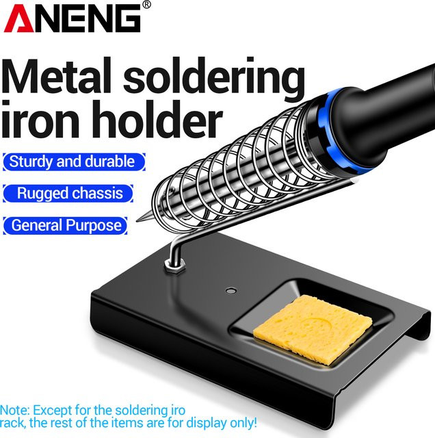ANENG Universeller Lötkolbenständer aus Metall in Schwarz mit Lötspitzenreiniger für die Elektronikreparatur - Bild 1
