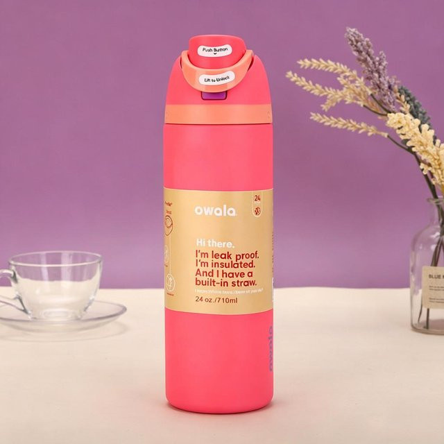 Owala Isolierter Reisebecher mit doppeltem Trinkdeckel Peach Pink 24oz - Bild 1