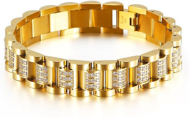 BaiJia Jewelry Armband Set, Titan Stahl, Gold, Diamant, Zirkonia, Herren - Bild 1