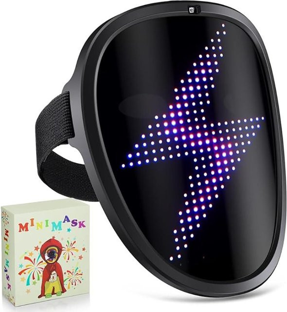 LED-Maske mit Gestenerkennung, elektronische Leuchtmaske, schwarz - Bild 1