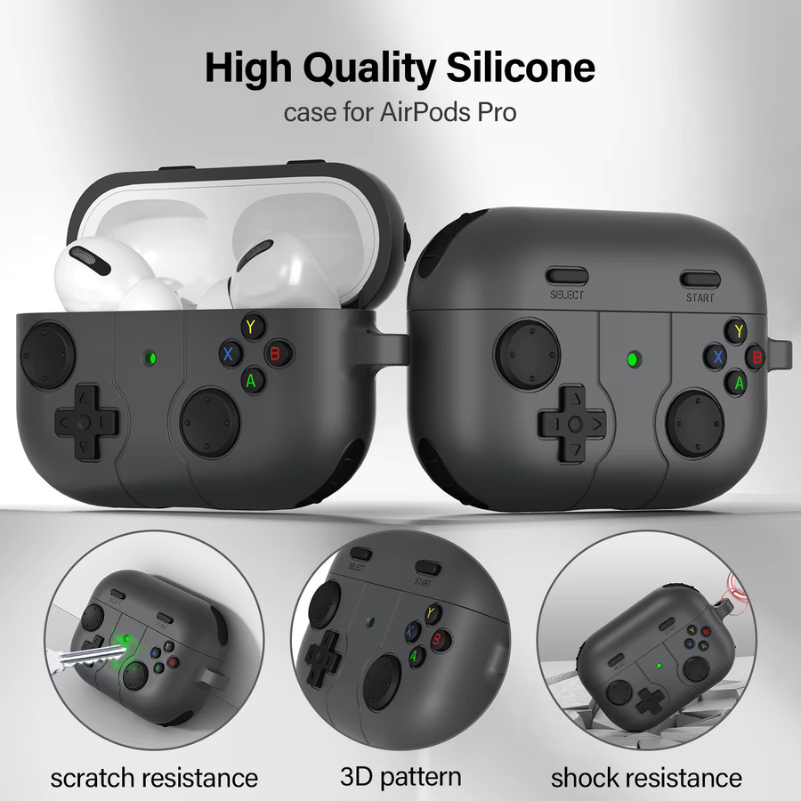 Stoßfeste Silikon-Kopfhörerhülle im niedlichen Cartoon-3D-Gamepad-Design für Apple AirPods 4, AirPods Pro und AirPods 3, Farbe: Schwarz - Bild 2