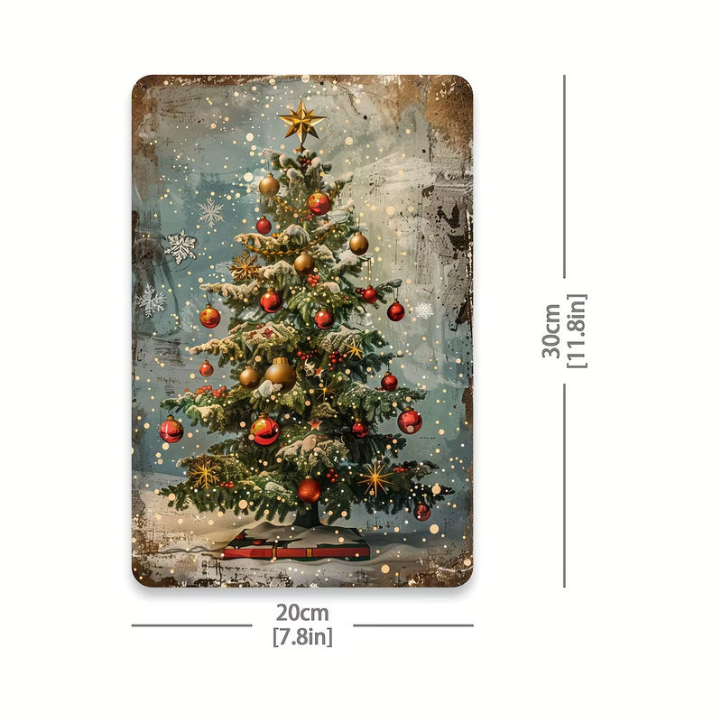 HELLOYOUNG Vintage Weihnachtsbaum Metallschild mehrfarbig B: 20,3 cm x H: 30,5 cm - Bild 2