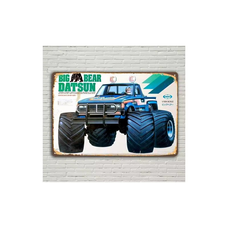 Vintage Marui Big Bear Datsun Truck Metallschild Poster aus Aluminium, Mehrfarbig, Breite: 30 cm, Höhe: 20 cm - Bild 2