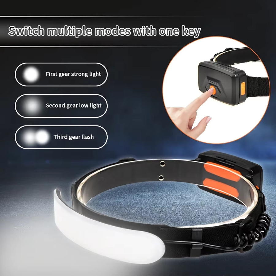 KDULIT COB-LED-Stirnlampe wiederaufladbar mit USB, leistungsstarker Outdoor-Scheinwerfer in Schwarz - Bild 2