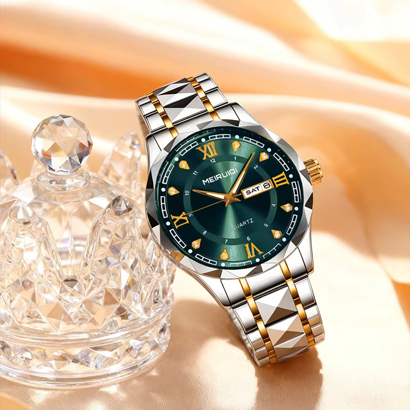MEIRUIQI Armbanduhr, Quarz, Edelstahl, Blau, Herren, Datum - Bild 3