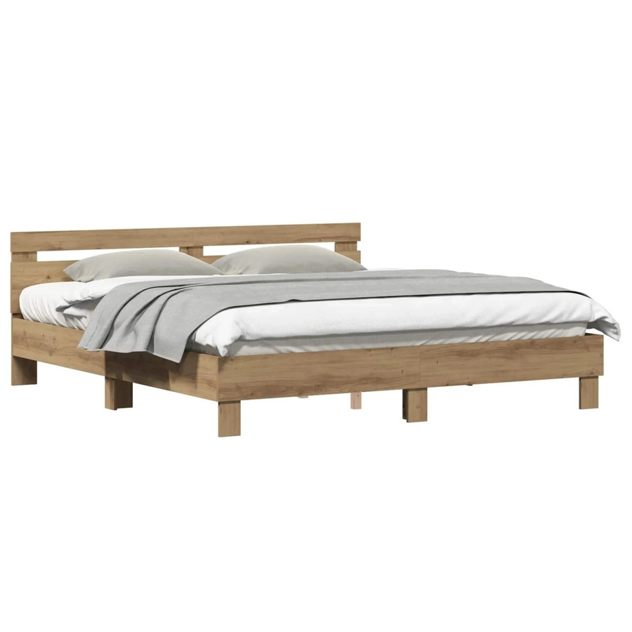 vidaXL Bettrahmen Artisan-Eiche in Braun aus Holzwerkstoff B/T/H: 203 x 185 x 70 cm - Bild 2