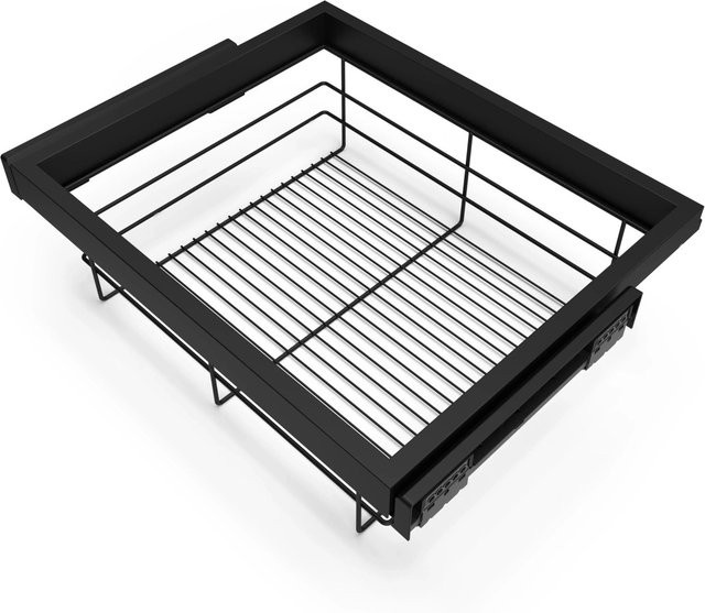 Emuca Set aus Drahtkorb und Gleitrahmen mit Soft-Close für Kleiderschränke, Farbe Steingrau, Breite: 60 cm - Bild 1