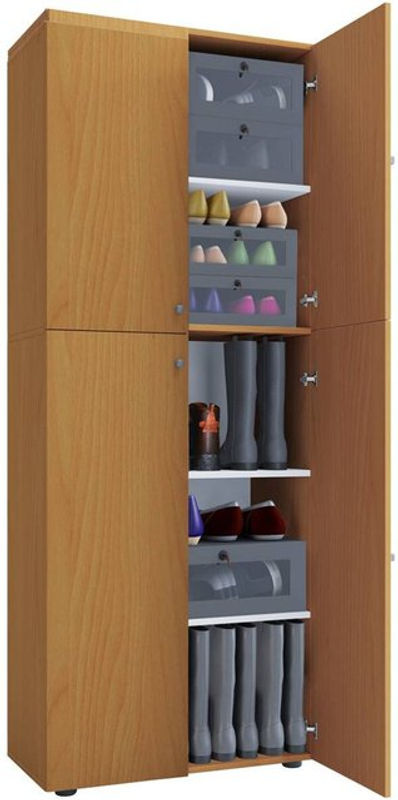 VCM Holz-Schuhschrank Lona Allzweckschrank mit 4 Drehtüren und 5 Fächern B/T/H: 70 x 40 x 184 cm - Bild 2