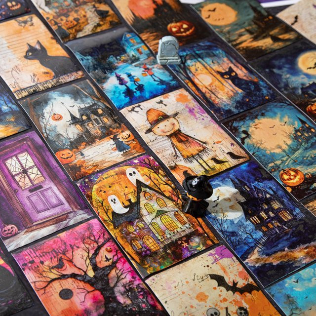 Celtic Town Series Halloween Washi Tape Dekorationsband für Scrapbook und DIY Projekte, Mehrfarbig, 2 m pro Rolle - Bild 1
